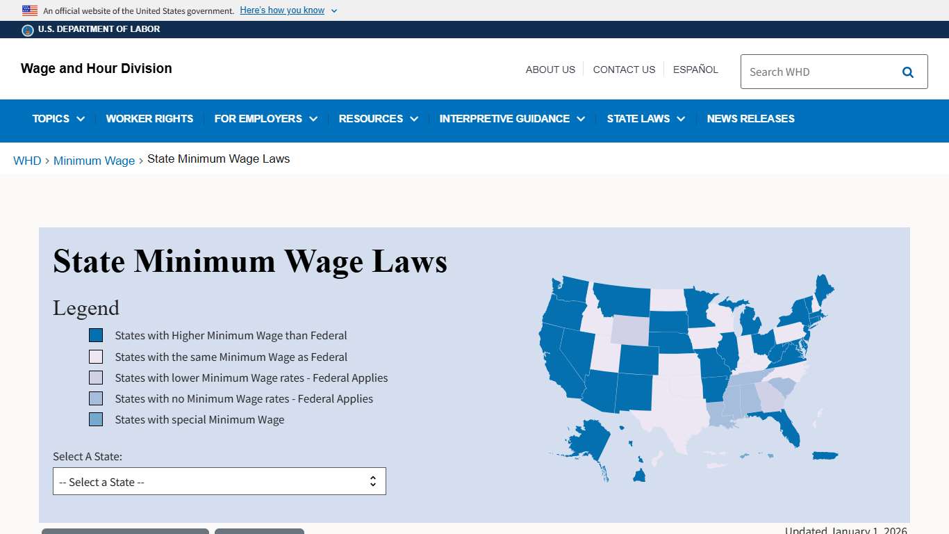 State Minimum Wage Laws | U.S. Department of Labor
